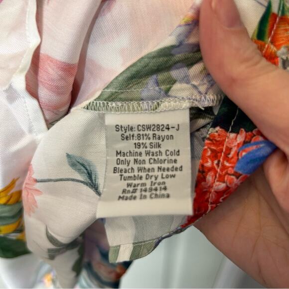 Johnny Was Neon Jungle Mix Tiered Floral Maxi Dress Cotton Silk Size Medium NWT - Picture 9 of 10